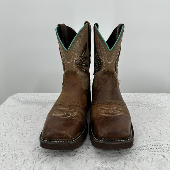 Women's Leather Justin Cowboy Western Boots sz 11B - Picture 9 of 10